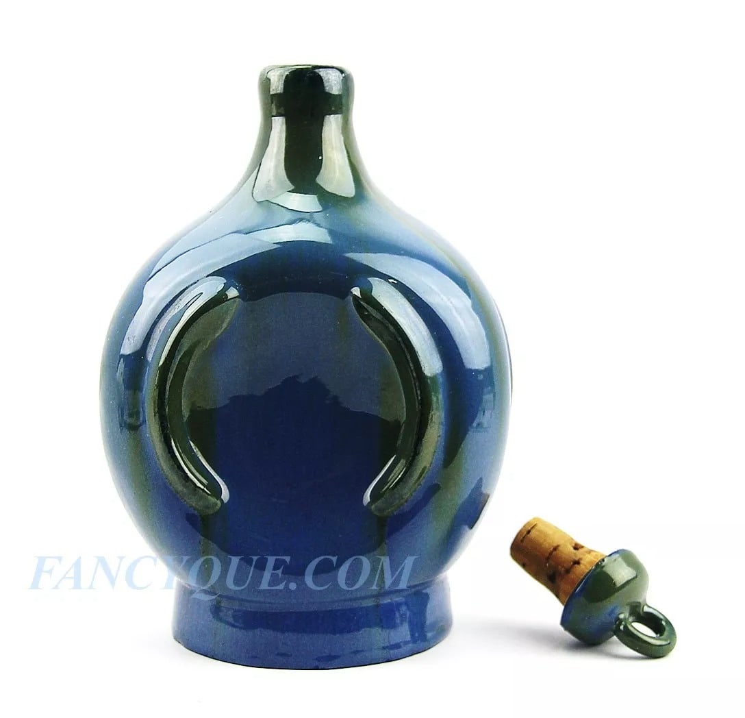 AMERICAN FULPER POTTERY GORGEOUS MUSICAL DECANTER BLUE FLEMINGTON NJ # 7: ANTIQUE SET: MUSICAL WINE DECANTER AMERICAN FULPER POTTERY COMPANY Blue & Green Flambe Glaze, Flemington, NJ, 1910-1920. Bottom Musical Insert is in Working Condition.Decanter: 8" Tall (Without the Co