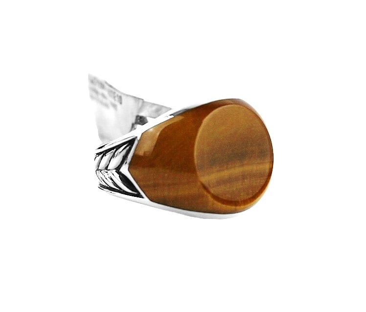 DAVID YURMAN STERLING SILVER SEEMLESS TIGER EYE CHEVRON RING (1 of 6)
