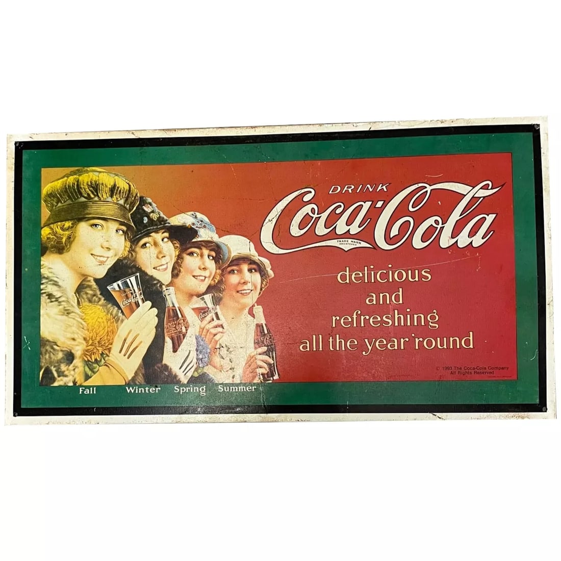 Vintage 1993 Rare Coca-Cola Advertising Metal Sign.    Measures approximately 17.5 X 9.5 In. 100% Au (1 of 6)