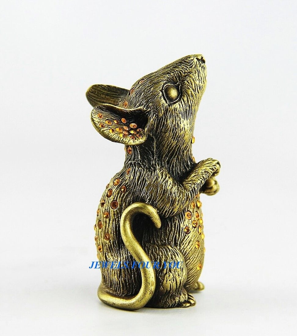 JAY STRONGWATER RARE ANTIQUE GOLD FINISH 2 3/4" STANDING MOUSE (1 of 6)