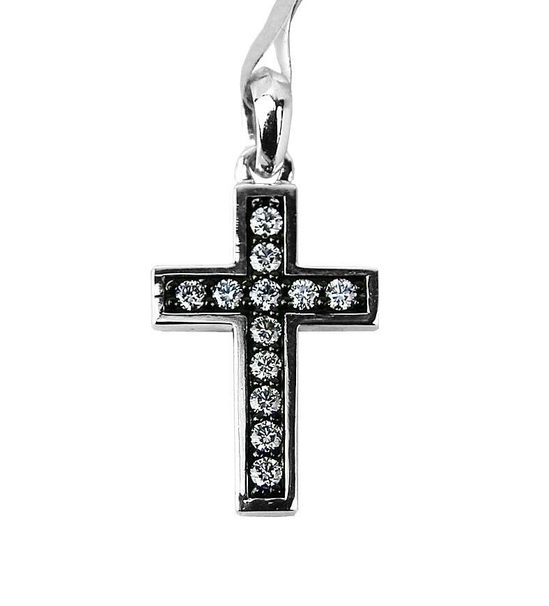 DAVID YURMAN STERLING SILVER 25 mm CHEVRON CROSS WHITE DIAMONDS  7P (1 of 6)