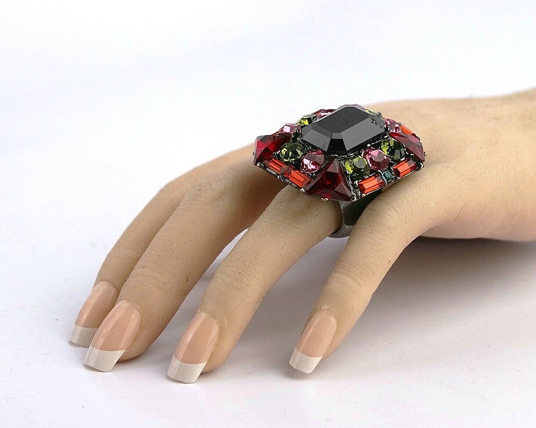 YVES SAINT LAURENT YSL LARGE RING SWAROVSKI CRYSTALS SIZE 7  #3 (1 of 6)