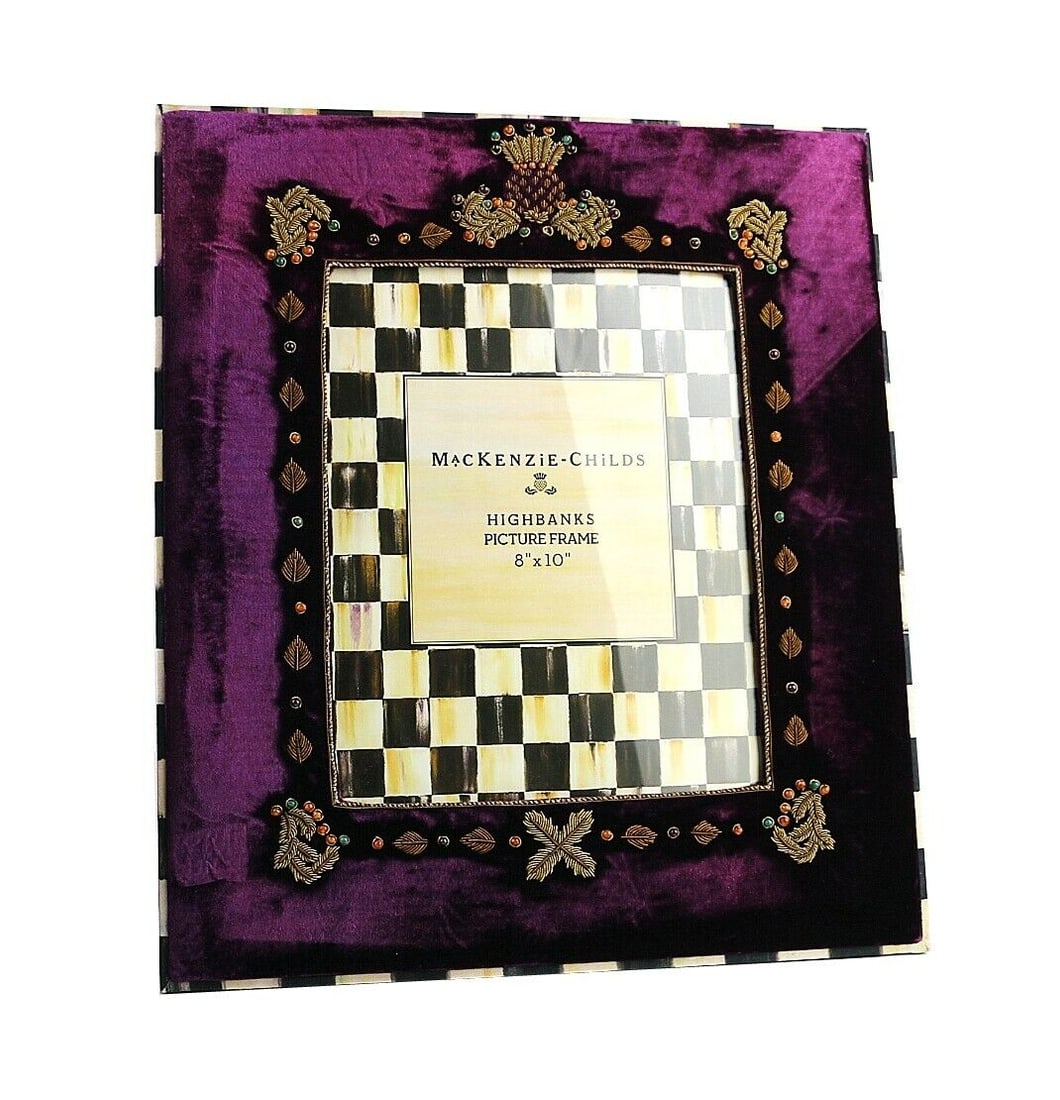 MacKenzie Childs HIGHBANKS VELOUR PURPLE COURTLY CHECK 8"x10" FRAME (1 of 5)