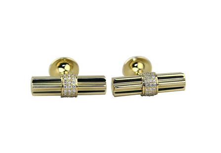 MONTBLANC STAR BAR CUFFLINKS SOLID 18K GOLD DIAMONDS MOP 104041: MONTBLANC DIAMOND BAR CUFFLINKSTHIS IS HUGE STATEMENT!AMAZING & HEAVY SOLID 18K (750) YELLOW GOLD WITH WHITE MONTBLANC DIAMONDS & MOTHER OF PEARLCOLOR "G", CLARITY "VS" Or Better!Diameter 7 mm x 23 mm