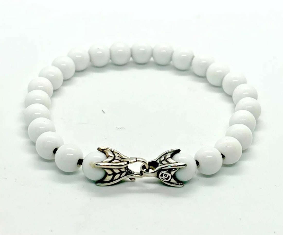 David Yurman Silver Spiritual Bead White Agate Bracelet #34 (1 of 8)