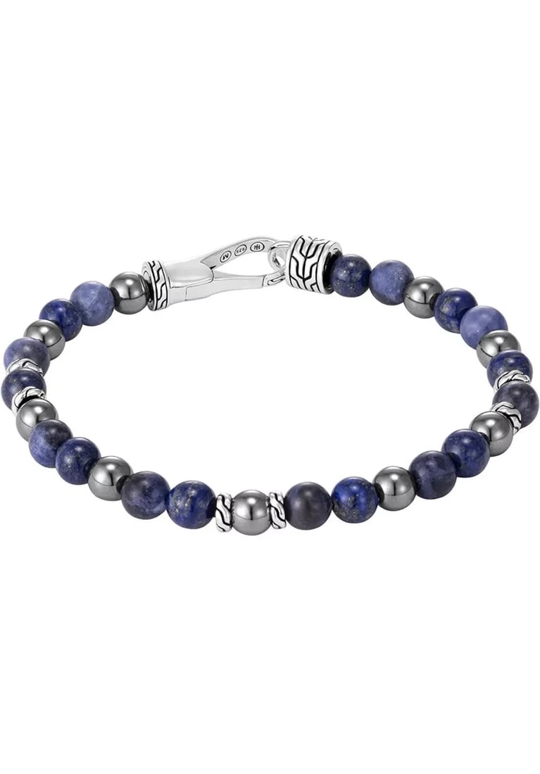 John Hardy Men's Lapis Lazuli, Sodalite Hematite Sterling SilverBracelet Brand New with Tags,: John Hardy Men's Lapis Lazuli, Sodalite Hematite Sterling Silver Bracelet Brand New with Tags, 100% Authentic Retail $495 Size MediumBrand New with Tags, Original J.H. Pouch, and Polishing Cloth! No B