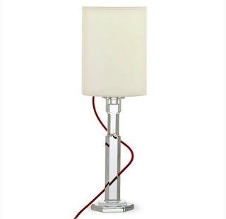 BACCARAT 20" X 6 1/4" ABYSSE LAMP WHITE SHADE RED WIRE: BACCARAT BACCARAT ABYSSE TABLE LAMP (# 2606401)DESIGNER THOMAS BASTIDEMADE IN FRANCEBRAND NEW, NEVER USEDWHITE SHADERED WIRE RUNNING INSIDE OF A CRYSTAL STANDIT'S STANDS 20" TALL x 6 1/4" WIDESORRY, N
