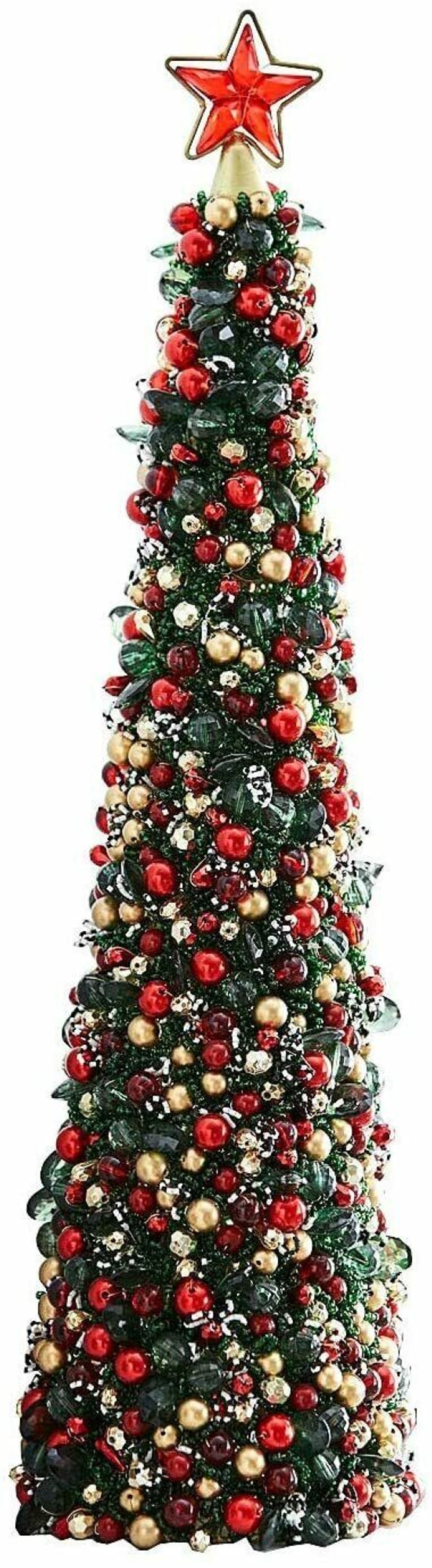 MACKENZIE CHILDS TARTAN FROSTED BEADED CHRISTMAS TREE (1 of 2)