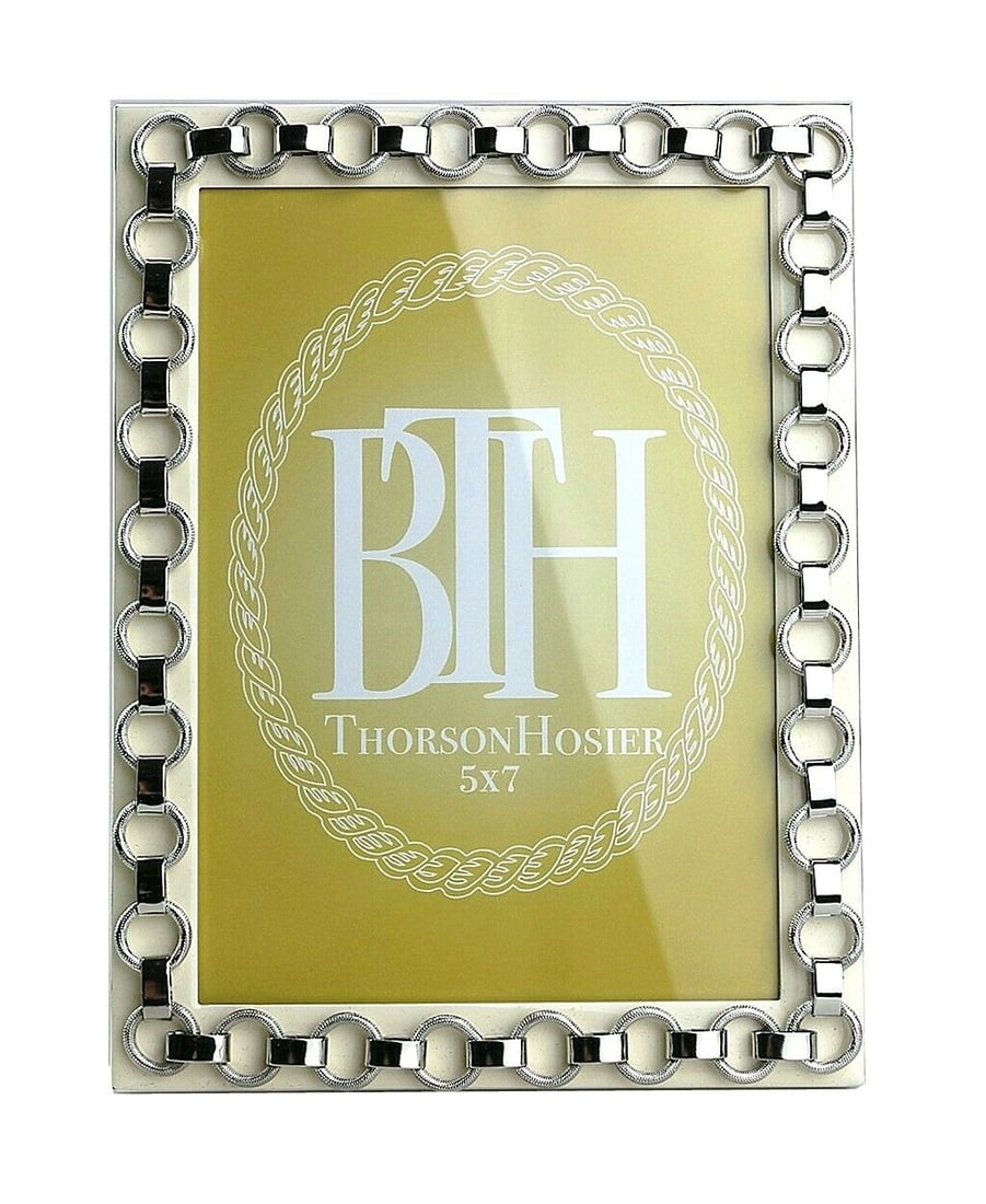 THORSON HOSIER 5x7 DERBY WHITE ENAMEL SILVER PLTD FRAME #5 BX3/4/9: Thorson & HosierAmazing High Quality Frame - #5Name: DERBYColor: "WHITE"Will fit 5"x 7" photoThis frame made in USA at the same factory where they made all Jay Strongwater items.Delicate look and amaz