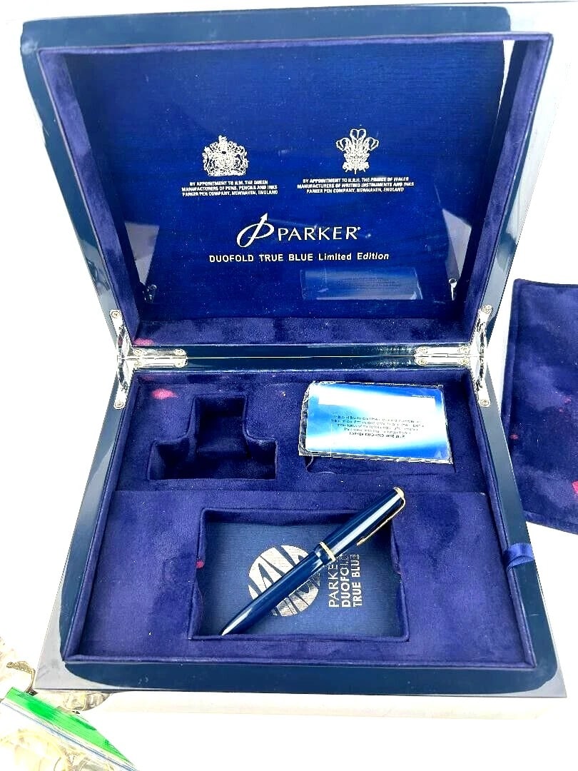 Parker Duofold Slimfold Blue Fountain Pen With Gorgeous LTD Parker Box England (1 of 13)