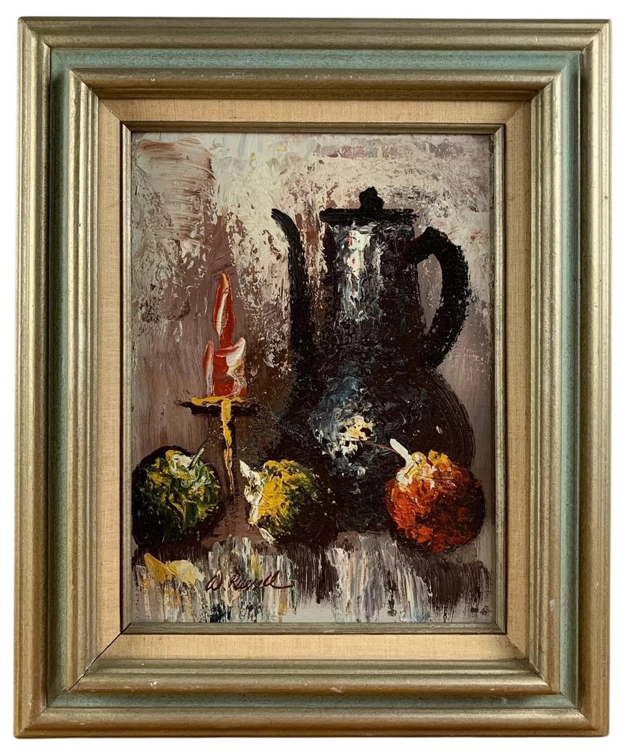 Impressionist Still Life Impasto Oil Painting, Signed W. Russell Gorgeous Frame (1 of 7)
