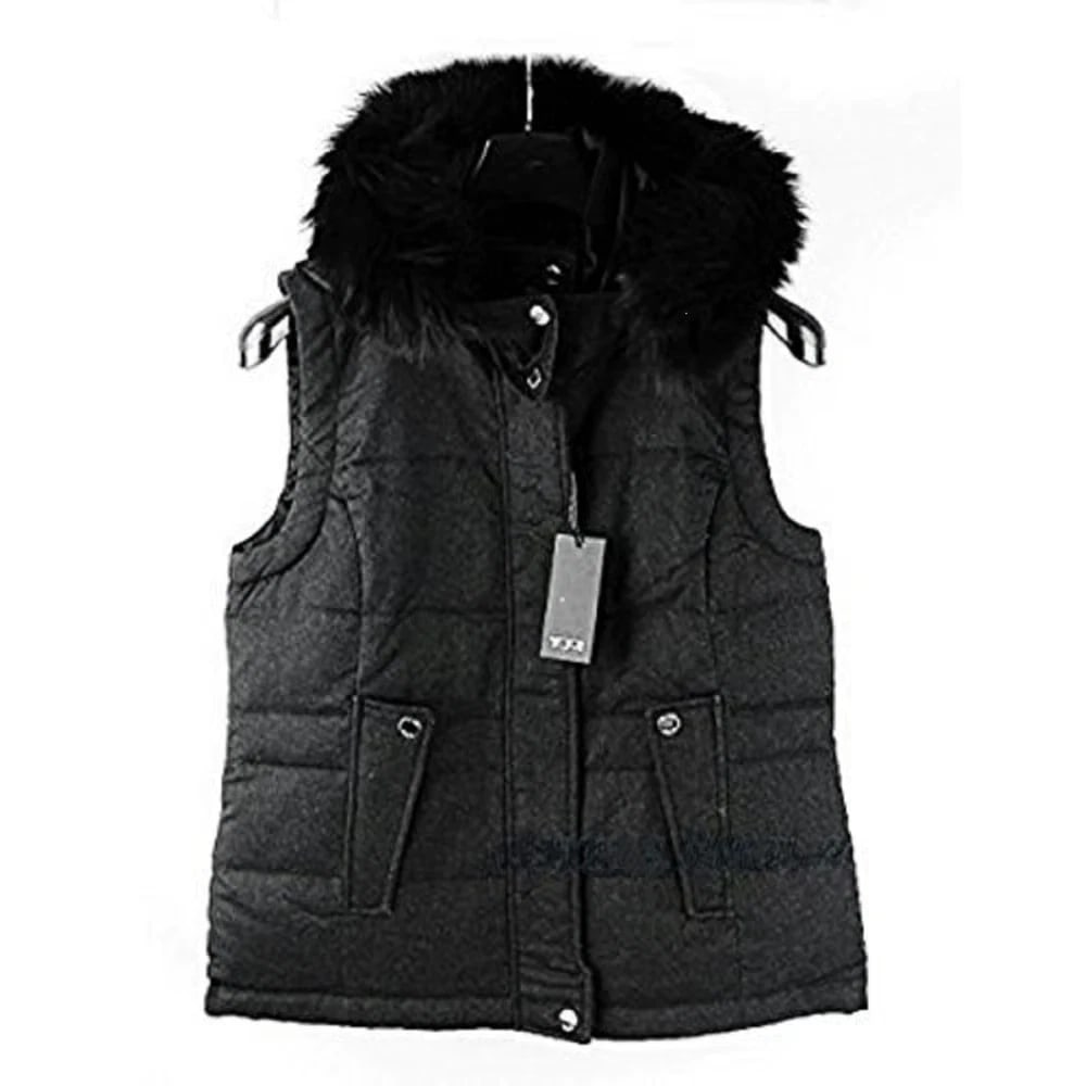 TUMI Modena Cashmere Blend Down Reversible Vest Jacket Real Fox Fur Hood New Tag $595 Retail (1 of 10)