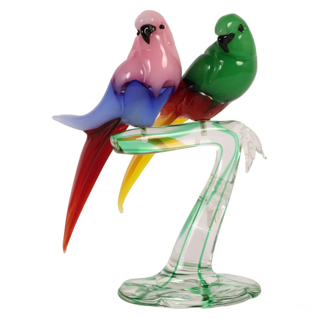 Zanetti Murano Art Glass Italy 2 Birds On A Branch Artist Signed Arnaldo Zanella (1 of 7)
