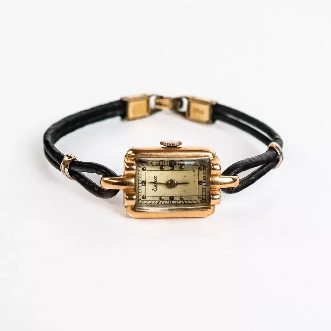 GORGEOUS VINTAGE ESKA 18K Solid Rose Gold Case Lady's Wrist Watch Swiss Made (1 of 4)