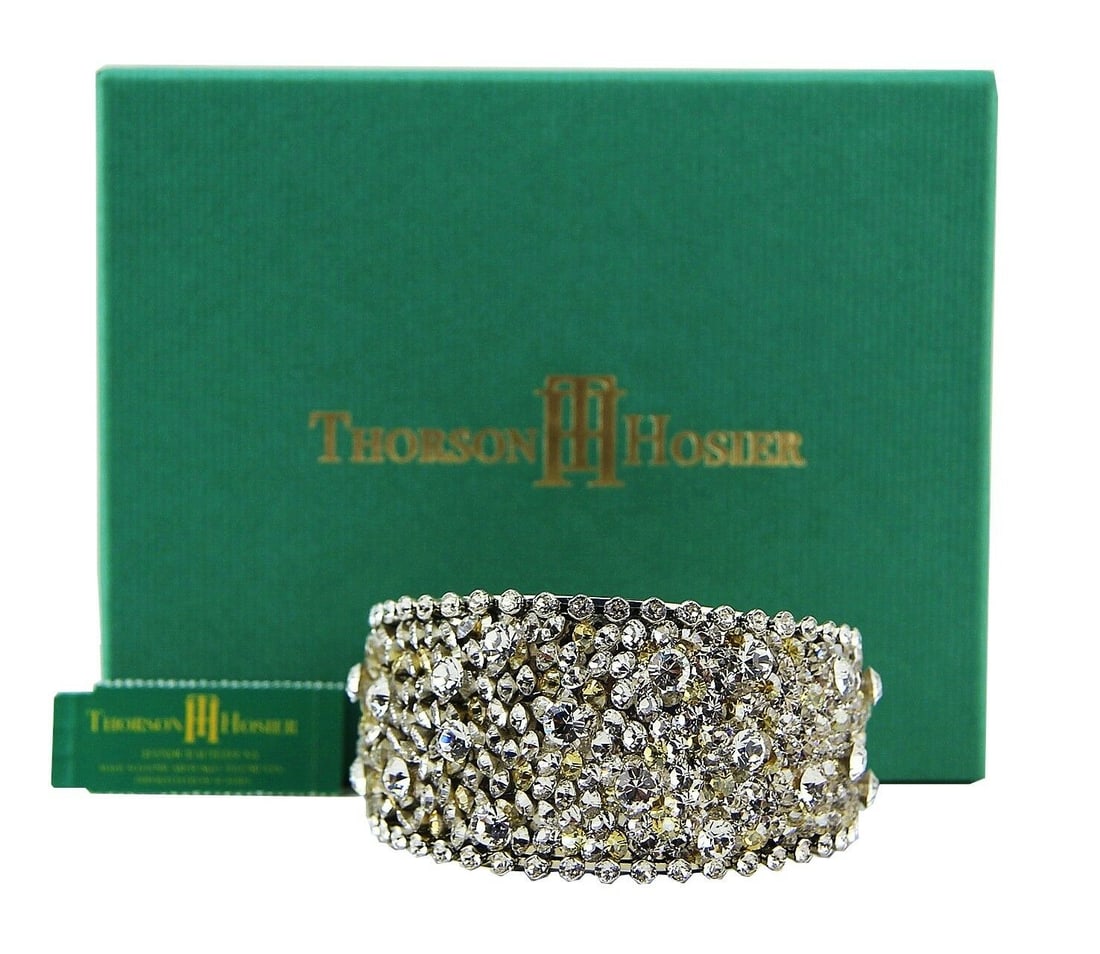 THORSON HOSIER MULTI CRYSTALS CUFF BRACELET SWAROVSKI: Thorson & Hosier Amazing High Quality Cuff Bracelet Color: MULTI CRYSTAL EXTRA LARGE SWAROVSKI CRYSTALS. 1.5" Wide x 7" Inside Diameter x 1.25" Opening Bracelet is Flexible and you can adjust the open