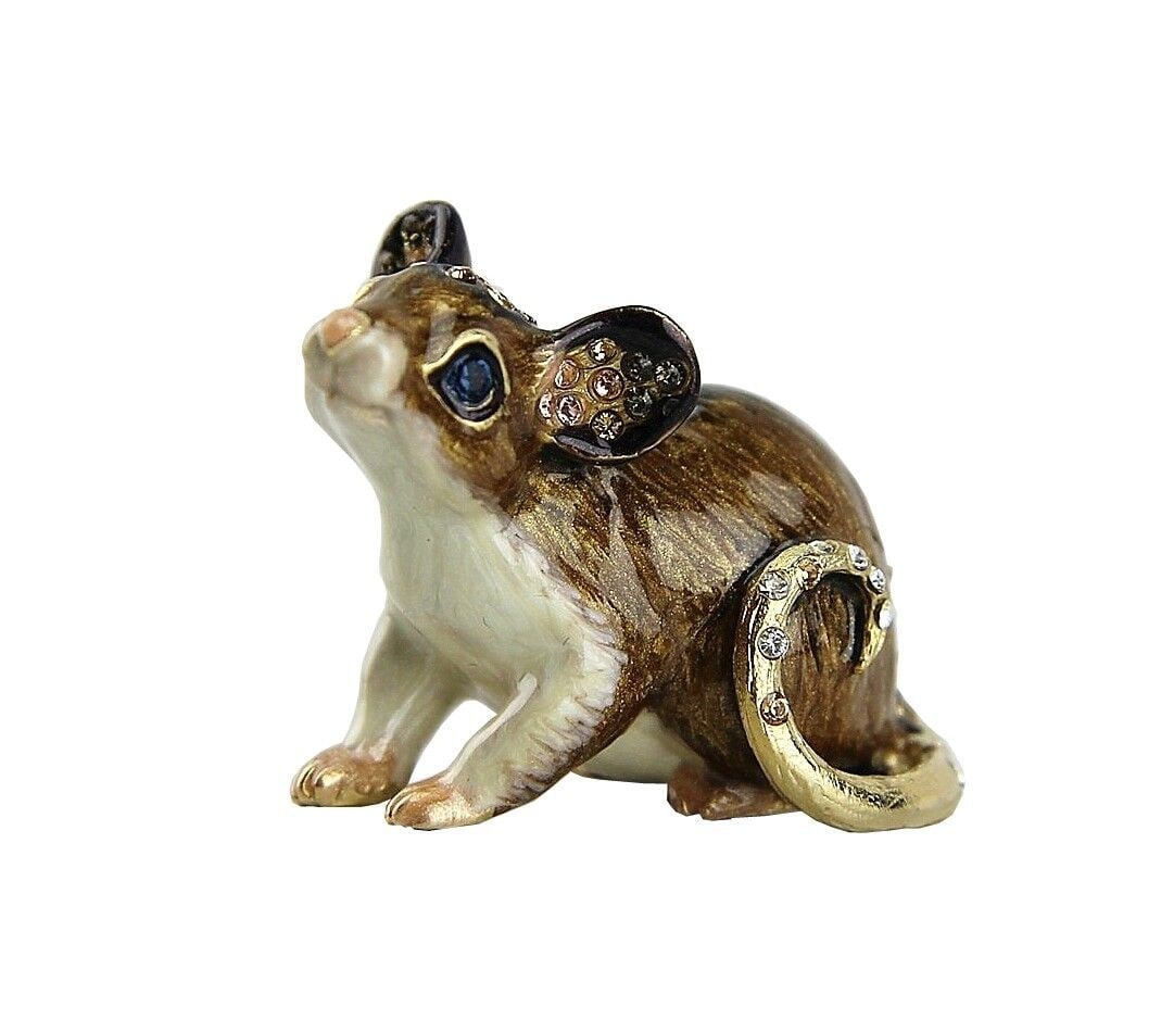 JAY STRONGWATER WALLY BABY MOUSE MINI FIGURINE: JAY STRONGWATERWALLY MINI BABY MOUSE FIGURINEGold Plated & Handpainted Enamel over metalHand-set Swarovski Crystals.1.5" Long x 1.25" HighBrand New, ORIGINAL BOX, DUST BAG