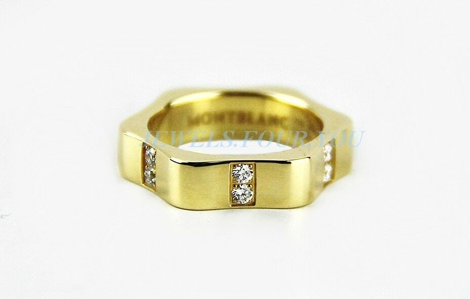 MONTBLANC YELLOW GOLD DIAMOND RING 101043 SIZE 52, 6 US: MONTBLANCSTAR RING18K YELLOW GOLD WITH 12 DIAMONDSSIZE 52 (6 US)Weight: 10.1 gmMADE IN GERMANYORIGINAL BOXORIGINAL PRESENTATION BOXWARRANTY BOOKLETIDENT: 101043