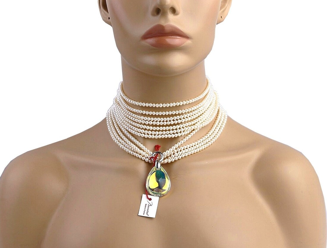 BACCARAT ST. SILVER PSYDELIC PEARL MULTI ROW NECKLACE (1 of 10)