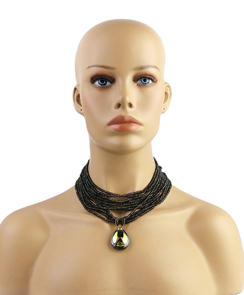 BACCARAT MEDIUM PSYDELIC 18K GOLD COCOON SCARABEE SMOKED QUARTZ NECKLACE (1 of 10)