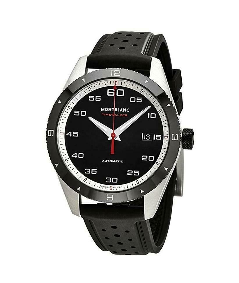 MONTBLANC TIMEWALKER STEEL & CERAMIC 41 mm AUTOMATIC WATCH RUBBER 116059: MONTBLANC ABSOLUTELY FANTASTIC MONTBLANC 500H TIMEWALKER STAINLESS STEEL WITH BLACK CERAMIC BASEL41 mm AUTOMATIC WATCH· - Swiss Made -Black Dial - Black Steel- Date Feature - 46 Hour Power Reserve Se