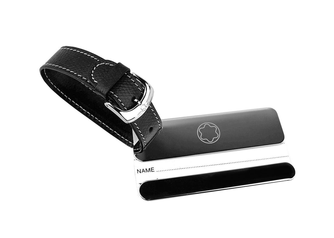 MONTBLANC LIFESTYLE ACCESSORIES LUGGAGE TAG STEEL & LEATHER 113726: MONTBLANCORIGINAL BOX100% AUTHENTIC - GUARANTEED!LIFESTYLE ACCESSORIES COLLECTIONSTAINLESS STEEL & LEATHERTAG IS HIGHLY POLISHED AND SHINY ON BOTH SIDES.BRAND NEW LUGGAGE TAGSTEEL TAG: 3" x 1.68"LEATH