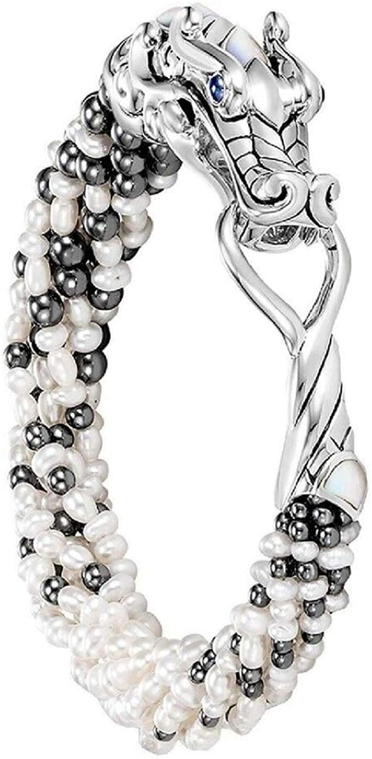 John Hardy Legends NAGA Sterling Bead Multi Row Bracelet Pearl Size M: BRAND NEW IN ORIGINAL BOX, POLISHING CLOTH & POUCH 100% AUTHENTIC AMAZING!!! JOHN HARDY GORGEOUS LEGENDS NAGA BRACELET MADE OF SOLID .925 STERLING SILVER ENCRUSTED WITH MOTHER OF PEARL NAGA EYES MADE
