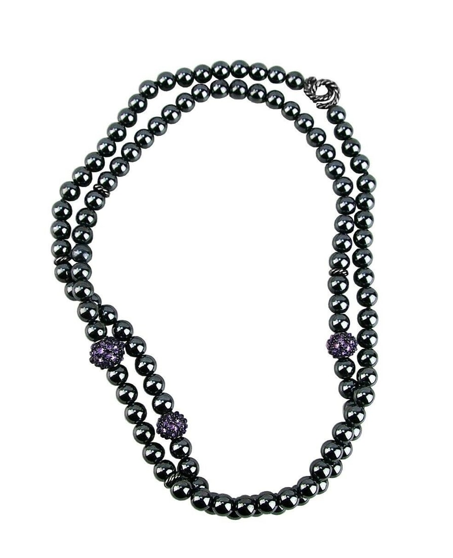 David YURMAN ST. Silver 36" Black Hematite & Amethyst Osetra Necklace New 26N (1 of 11)