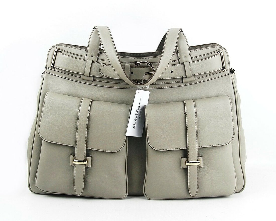 SALVATORE FERRAGAMO LARGE KOKO TAUPE HOBO BAG HANDBAG # 2: SALVATORE FERRAGAMO LARGE KOKO TAUPE HOBO BAG HANDBAG 100% LEATHER ITALY NEW # 2. SALVATORE FERRAGAMOGORGEOUS LARGE TAUPE TOTEName: KOKO16" Wide x 11" Tall x 8" DeepHANDLES DROP: 8"; ORIGINAL DUST BAG