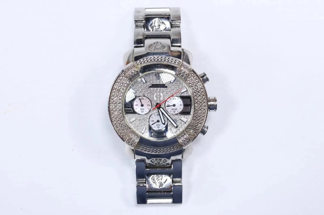 Gorgeous Aqua Master Men's Diamond Dial Stainless Steel Bracelet Diamond Watch 100% Authentic (1 of 10)