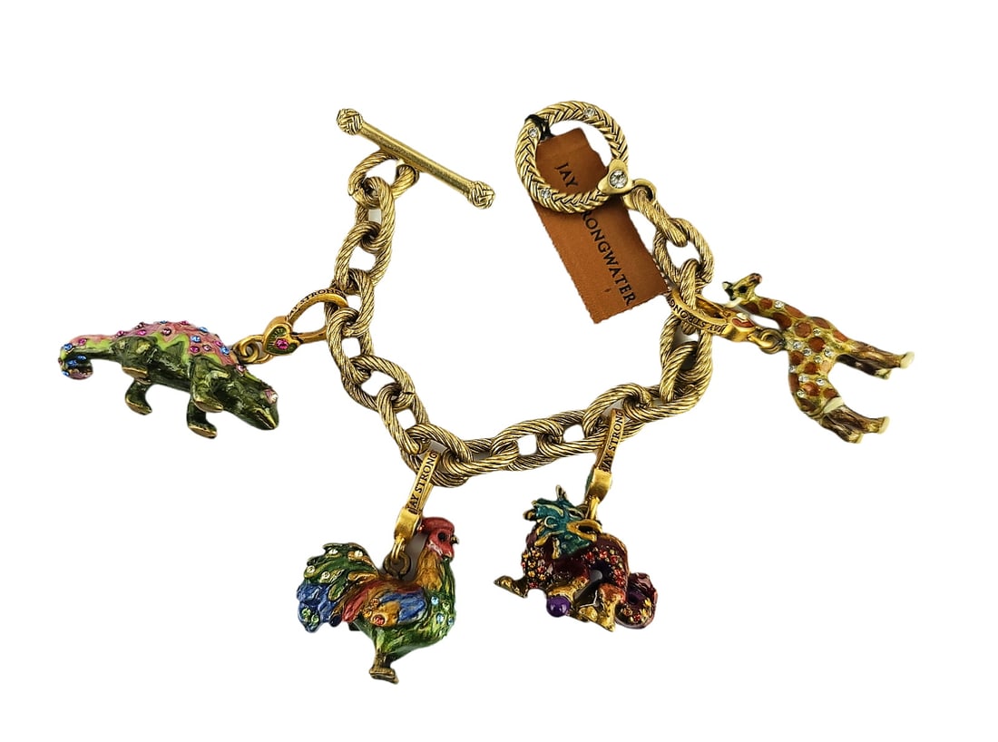 JAY STRONGWATER 7.5" BRACELET WITH 4 CHARMS SWAROVSKI CRYSTALS (1 of 4)