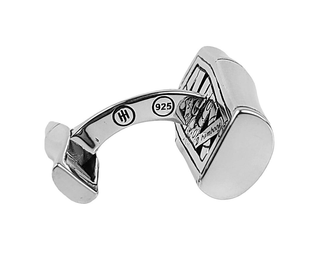 JOHN HARDY ST. SILVER BAMBOO RECTANGULAR CUFFLINKS 64C - 2