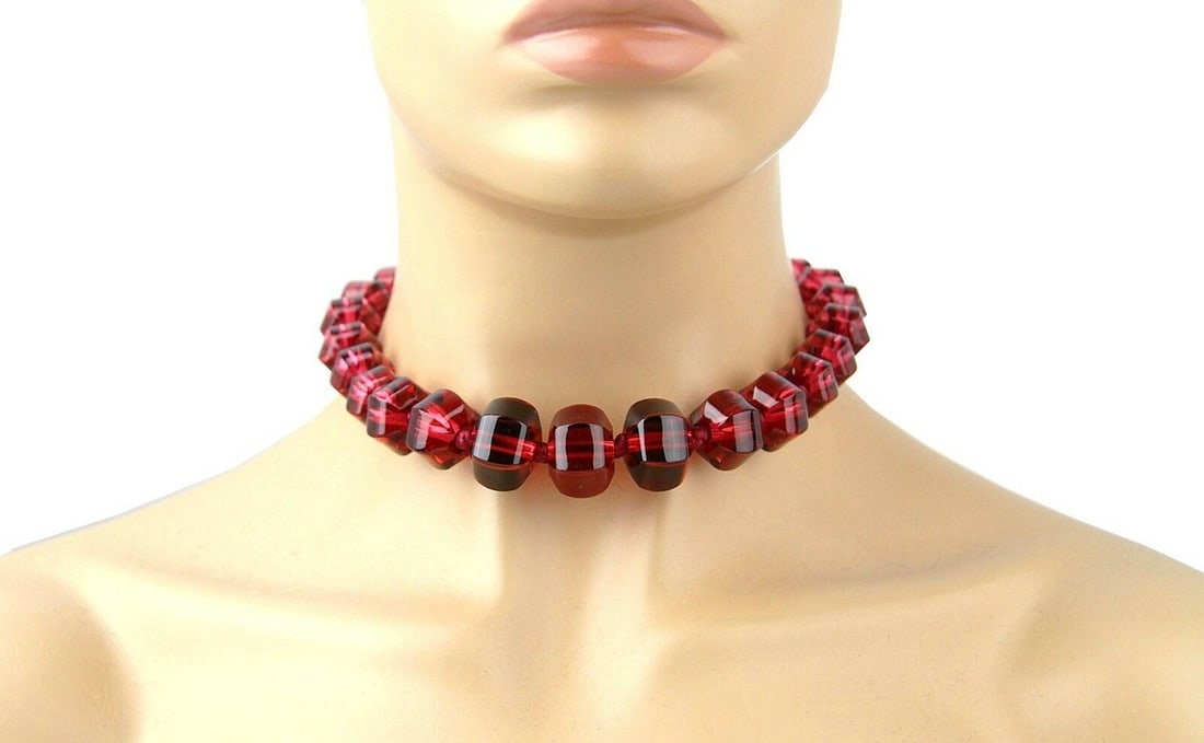 BACCARAT SHERAZADE MEDIUM RUBY RED NECKLACE ST.SILVER - 6
