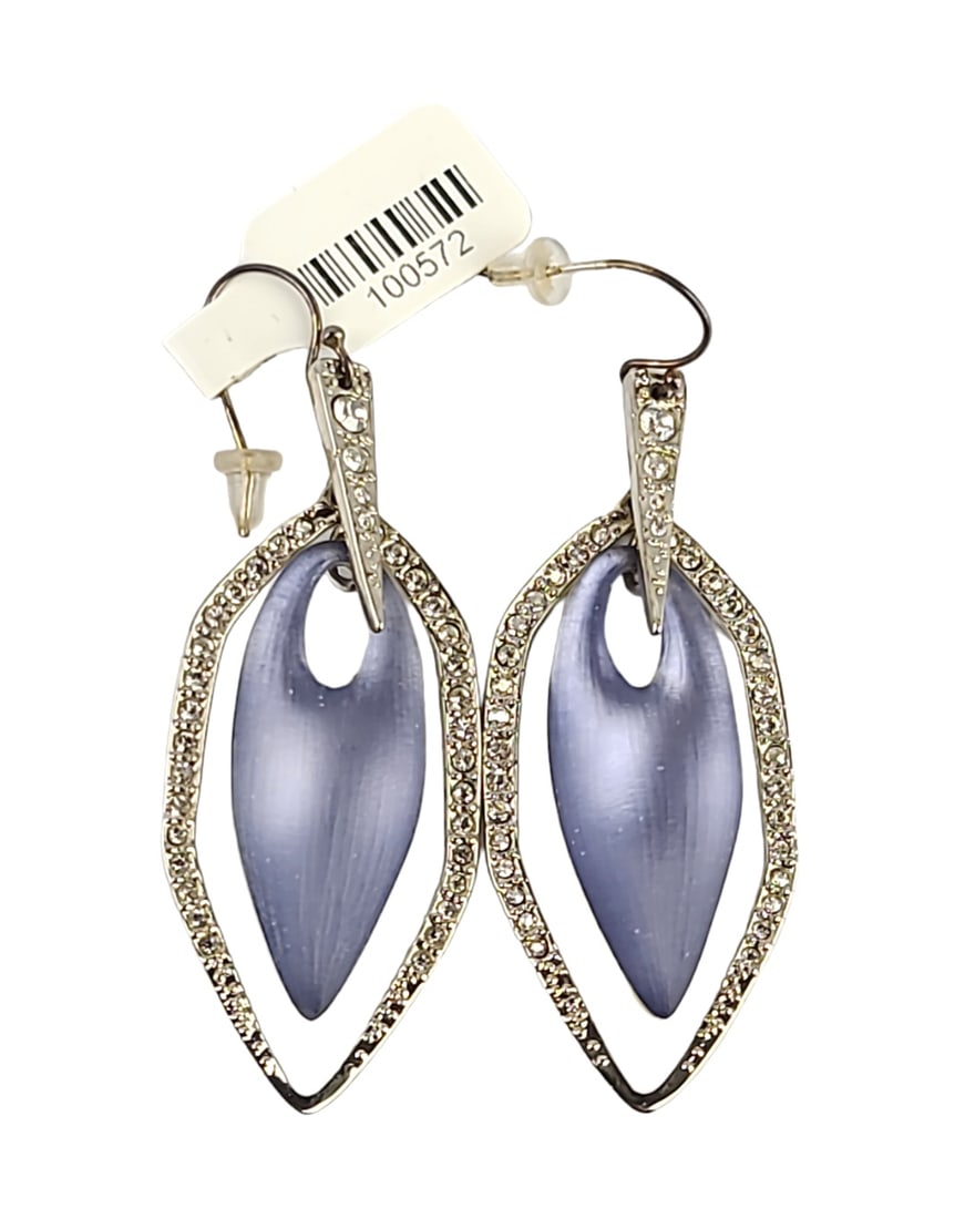 Alexis Bitter Outstanding Blue Lucite & Rhinestones Earrings: ALEXIS BITTARGORGEOUS BLUE EARRINGSMADE OF GOLD FINISHED BASE METAL WITH BLUE LUCITENO BOXESApproximately: 50 mm Long x 22 mm Wide