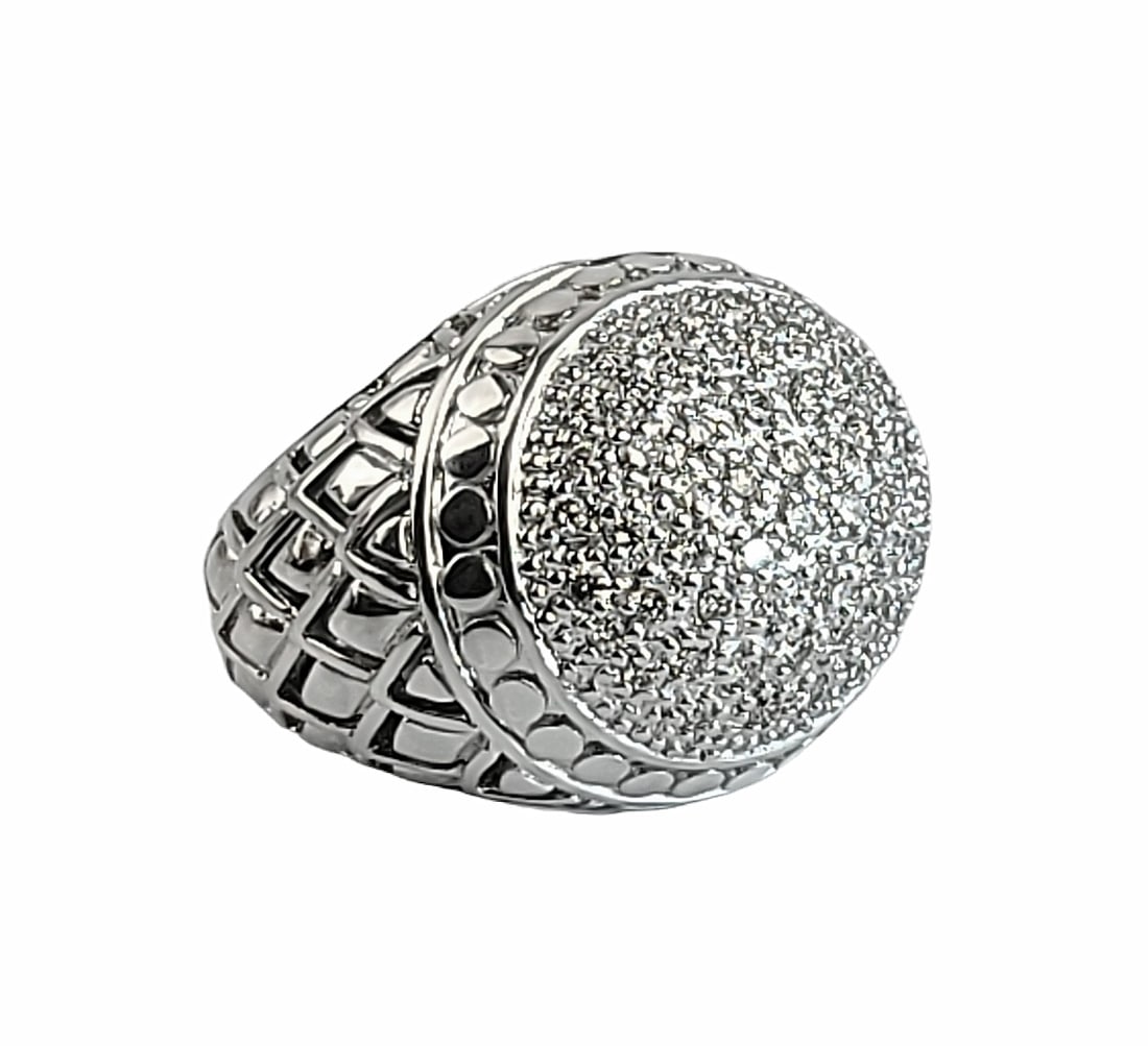 JOHN HARDY NAGA DOME ST. SILVER PAVE DIAMOND 1.09 TCW RING SZ 7 85R (1 of 5)