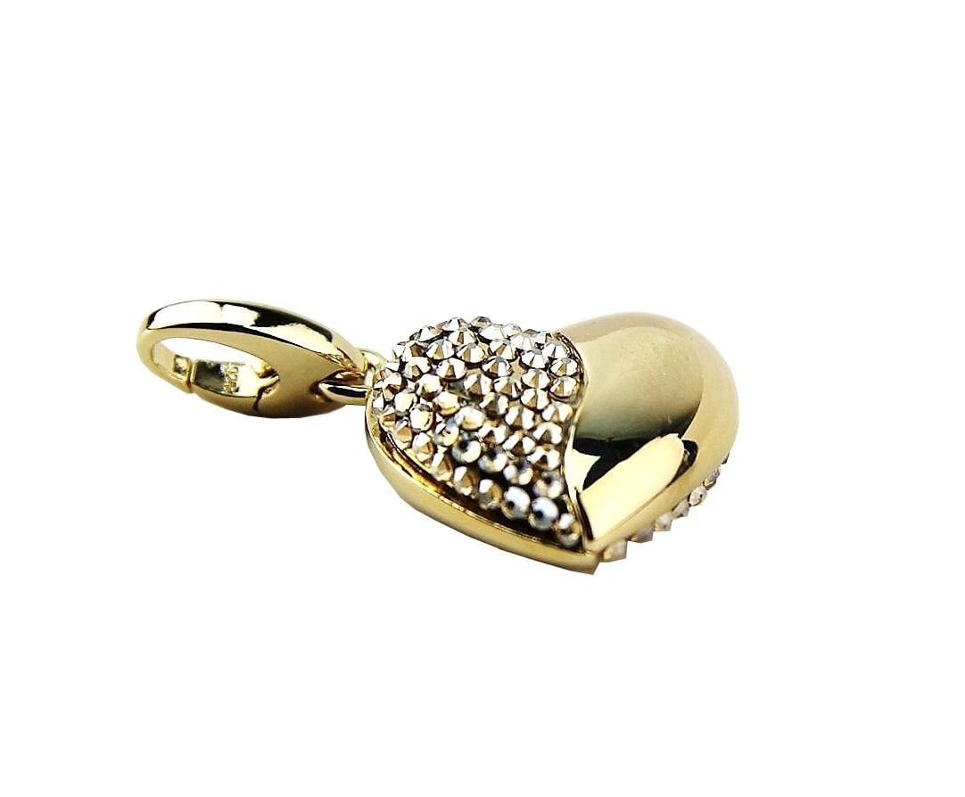 JUDITH LEIBER AMOUR HEART CHARM 24K GOLD PLATED SILVER SWAROVSKI (1 of 5)