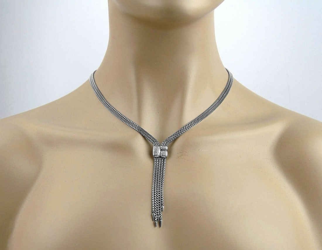 DAVID YURMAN ST. SILVER CONFETTI "Y" 0.2 CTW DIAMOND NECKLACE 25N: 100% BRAND NEW IN ORIGINAL BOX & POUCH100% AUTHENTICAbsolutely UNIQUE & GORGEOUS! DAVID YURMANCONFETTI "Y" NECKLACE - 25NPLEASE SEE ALL 8 PICTURES, as they are Main Part of a Description!MADE OF SOLID