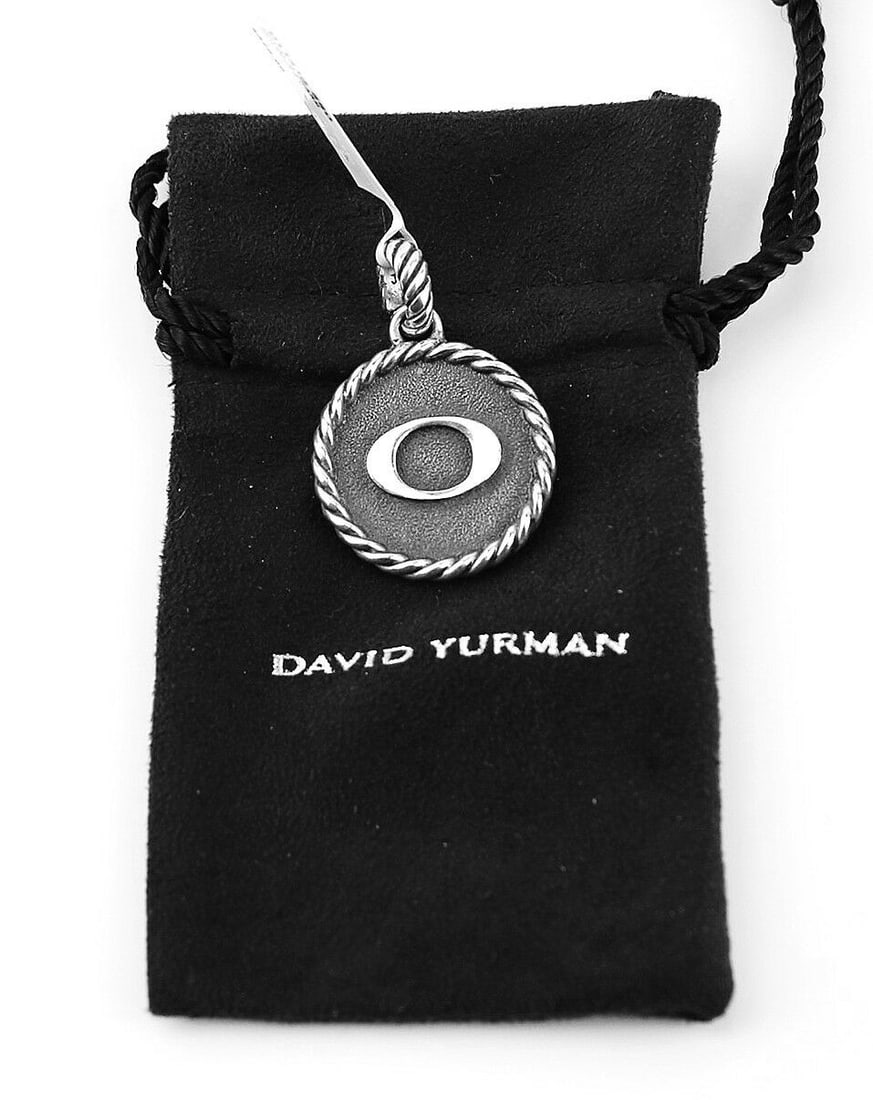 DAVID YURMAN SOLID ST. SILVER INITIAL "O" 23 mm ROUND PENDANT - 3