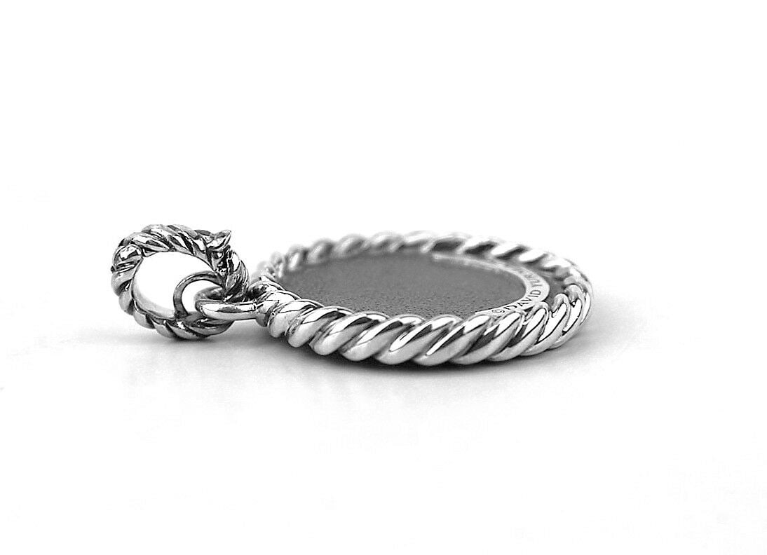 DAVID YURMAN AMAZING SOLID STERLING SILVER INITIAL "E" 23 mm ROUND PENDANT - 2