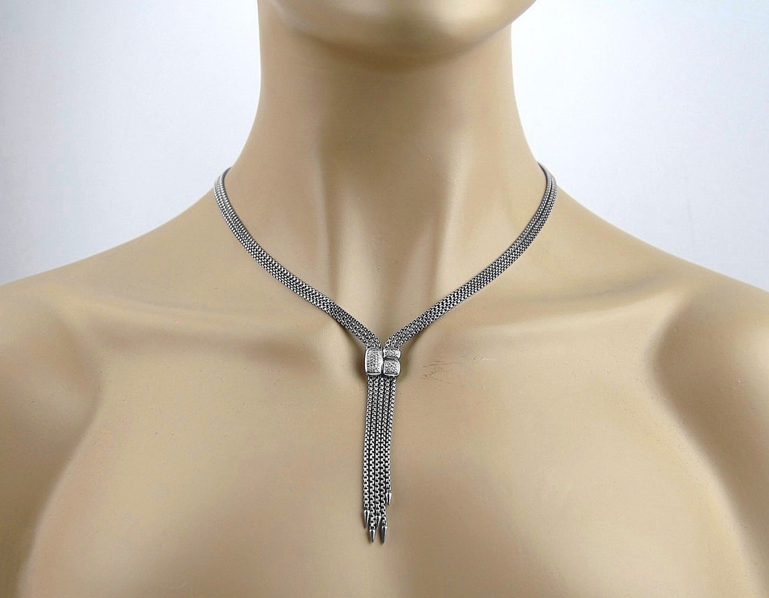 David Yurman with Tags Confetti Drop Necklace with Diamonds #25N: DAVID YURMAN Brand New with Tags Confetti Drop Necklace with Diamonds. 100% BRAND NEW IN ORIGINAL BOX & POUCH 100% AUTHENTIC Absolutely UNIQUE & GORGEOUS! MADE OF .925 STERLING SILVER . Pavé diamonds