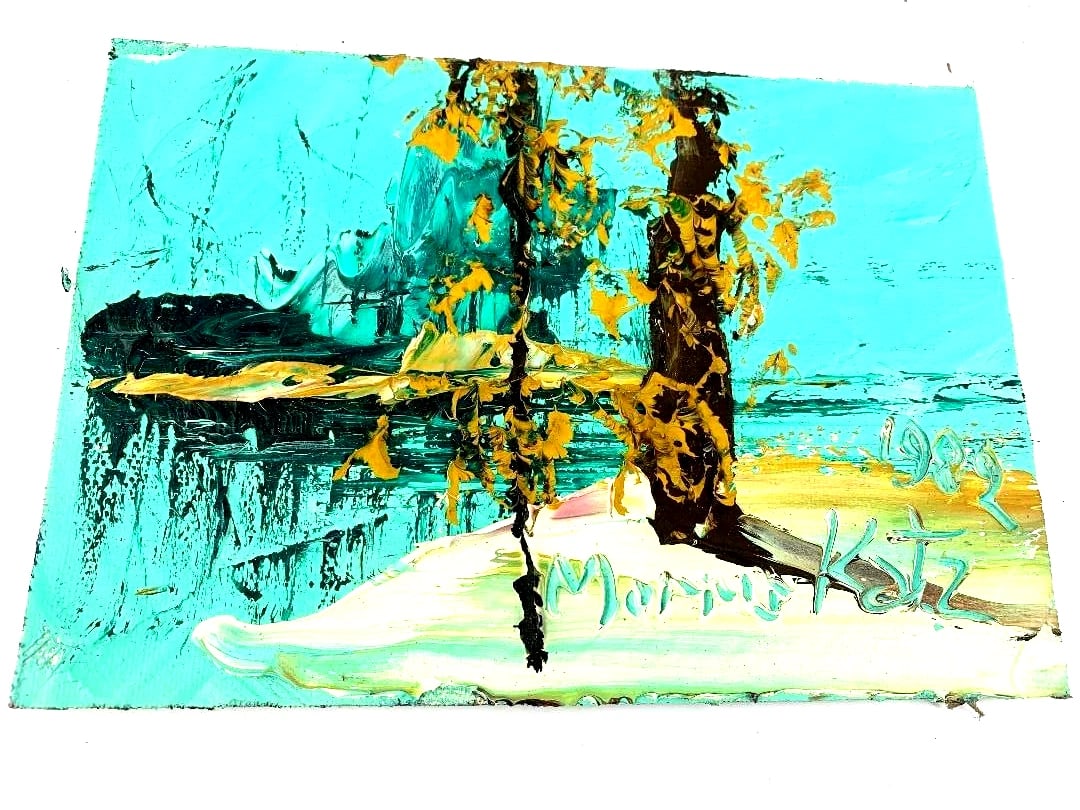 Morris Katz Signed Amazing Original Oil Painting Great Condition, Size 7" x 5" 1981: Morris Katz Signed Amazing Original Oil Painting, Great Condition, Size 7" x 5", 1981. BE A PART OF HISTORYMorris Katz Signed Amazing Original Oil Painting, Great Condition, Size 7" x 5 "Nature. Morri
