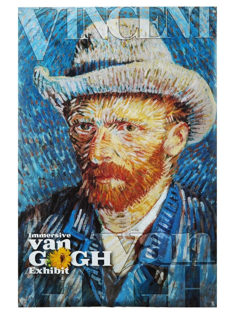 VINTAGE IMMERSIVE VAN GOUGH ORIGINAL LITHOGRAPHIC EXHIBITION POSTER 36 x 24 in: LARGE VINTAGE IMMERSIVE VAN GOGH ORIGINAL LITHOGRAPHIC EXHIBITION POSTER 36 x 24 inA vintage lithographic poster on paper for the exhibition, Immersive Van Gogh Exhibit. Marked in the print, lower rig