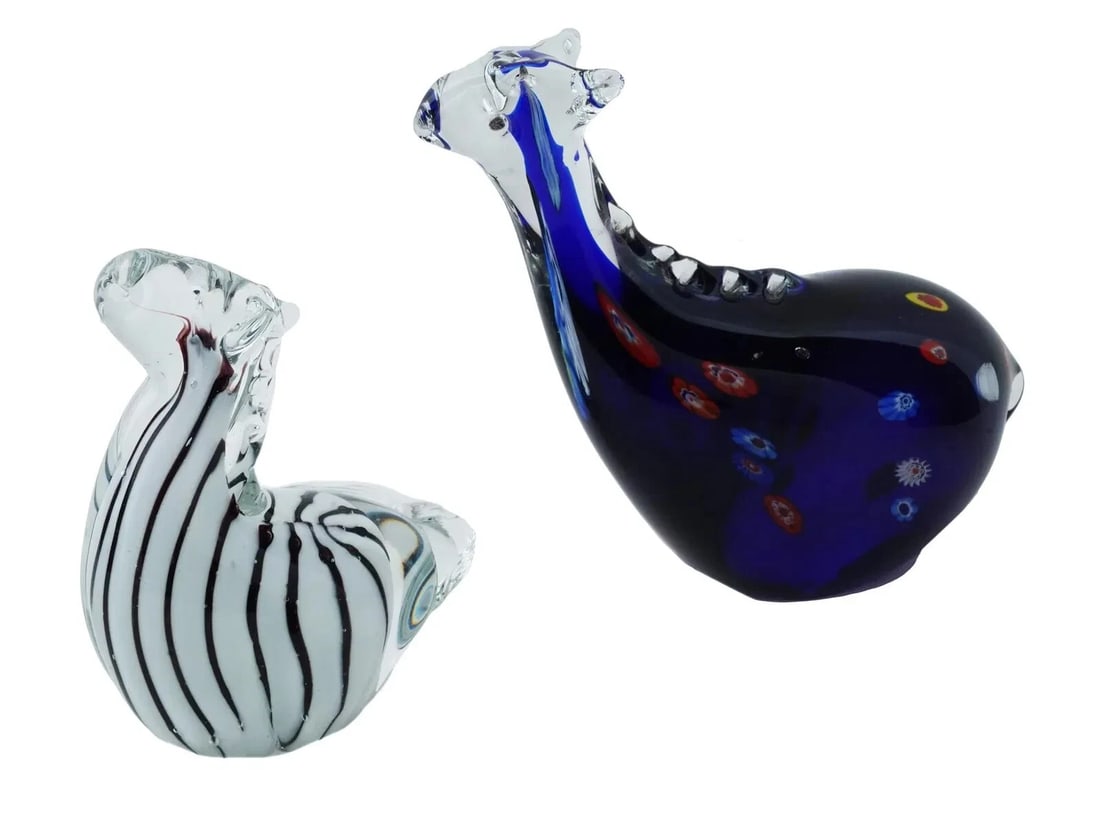 TWO VINTAGE ITALIAN MURANO GLASS ANIMAL FIGURINES 100% AUTHENTIC (1 of 6)