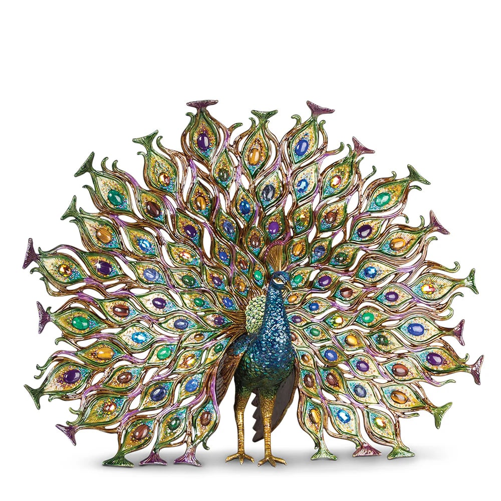 JAY STRONGWATER Gorgeous LARGE 25" H x 32" W x 10" D Stanton Fan Tail Peacock Figurine (1 of 7)
