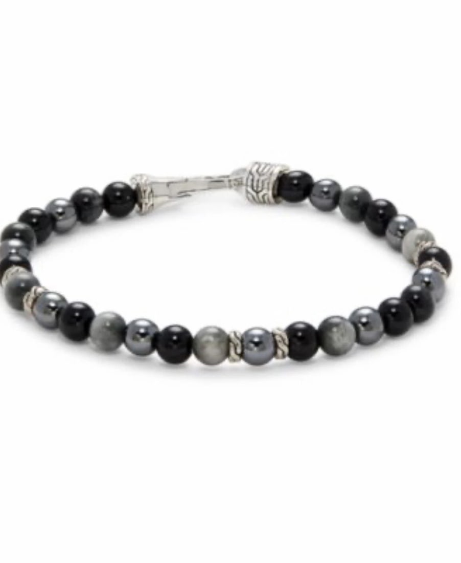 John Hardy UNISEX Sil Bracelet W/ 6mm Black Onyx, Eagle Eye & Hematite Beads NEW: John Hardy UNISEX Sil Bracelet W/ 6mm Black Onyx, Eagle Eye & Hematite Beads NEW Sterling Silver Bracelet Brand New with Tags, 100% Authentic Retail $495 Size Medium Brand New with Tags, Original J.H.