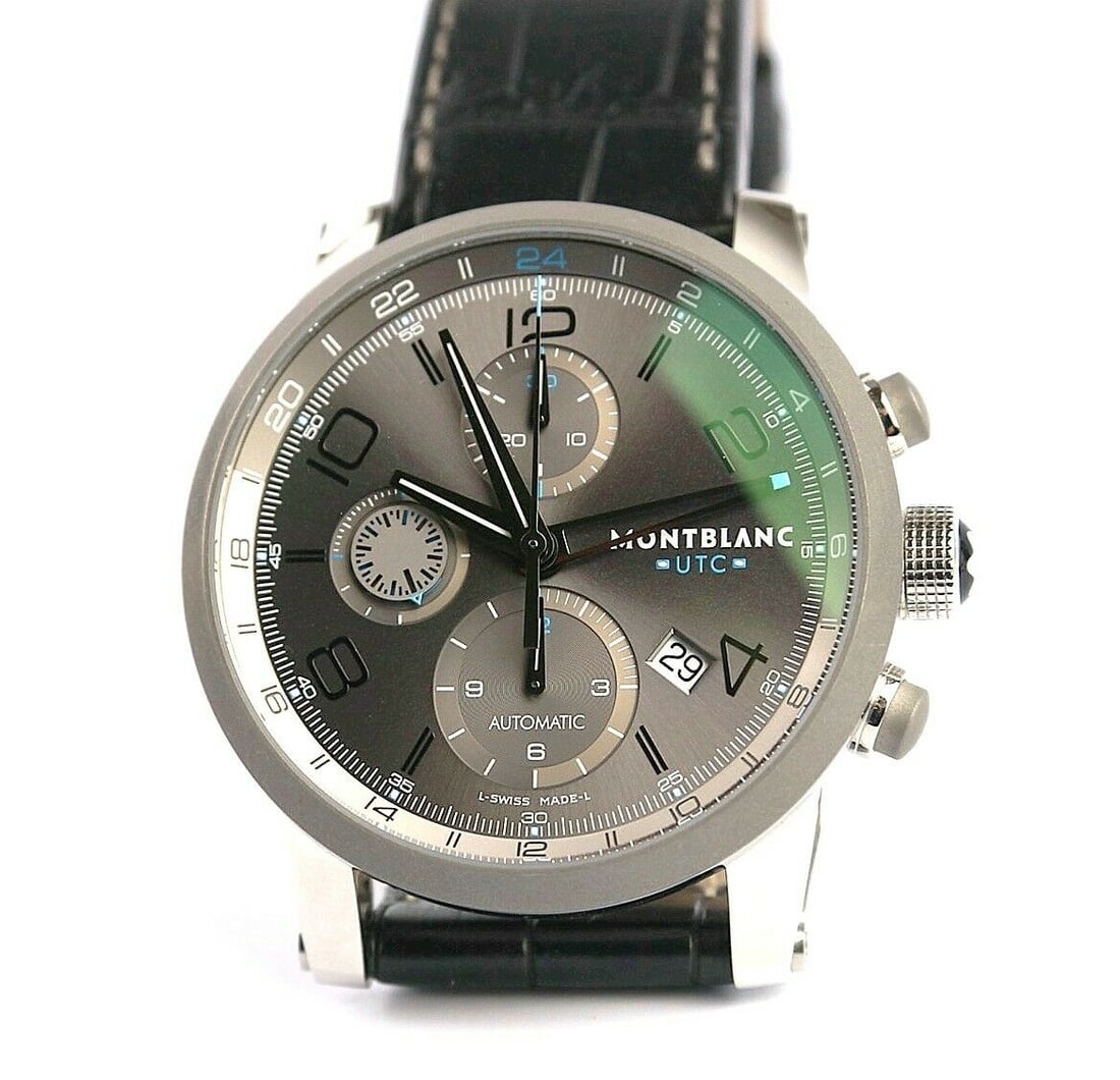 MONTBLANC TIMEWALKER STEEL 43mm AUTOMATIC CHRONOVOYAGER: MONTBLANC ABSOLUTELY FANTASTIC MONTBLANC TIMEWALKER STAINLESS STEEL 43 mm AUTOMATIC CHRONOGRAPH UTC WATCH100% AUTHENTIC.This GREAT Watch is NEW and never used, BUT WITH SOME SCRATCHES FROM MONTBLANC S