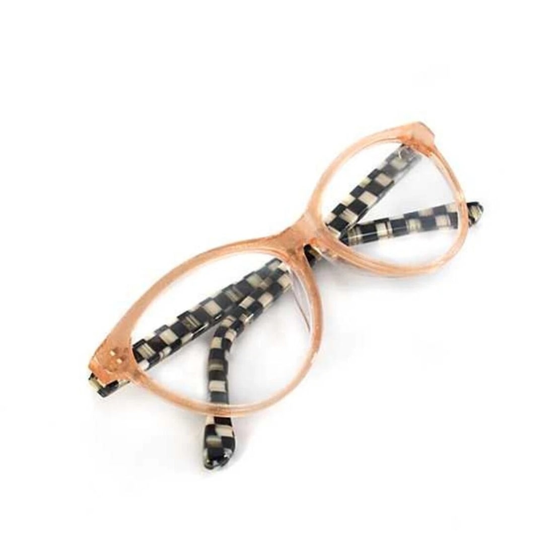 MacKenzie Childs New w. Tags COURTLY CHECK ROSE GOLD LENO READERS GLASSES X 1.5 (1 of 4)
