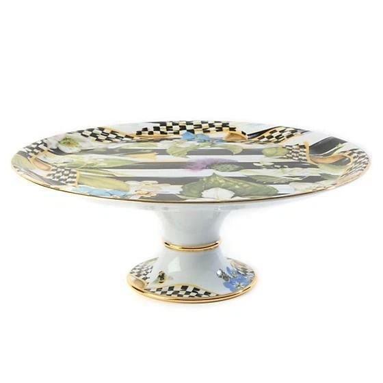MacKenzie Porcelain Thistle & Bee Cake Stand New 12" dia., 4.75" tall (1 of 2)