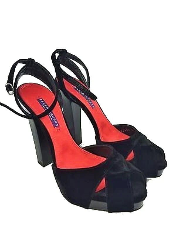 Ralph Lauren Velour Dress Lacquer Heel Sandals size 9. Retail $650 NEW (1 of 10)