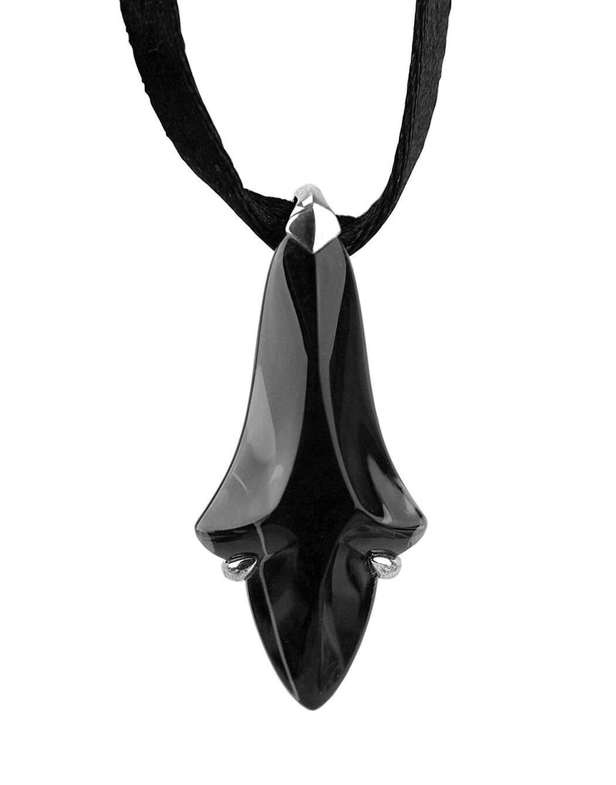 BACCARAT PAMPILLES ST. SILVER NECKLACE SMALL BLACK MORDORE: 00% AUTHENTICBACCARATMade in FrancePAMPILLES PENDANT NECKLACETotal weight: 12.2 gmBlack Satin Silk Cord With Sterling Silver Lock & Extention.Full Lead Crystal: CLEAR BLACK MORDORECord: 16" Black Sati