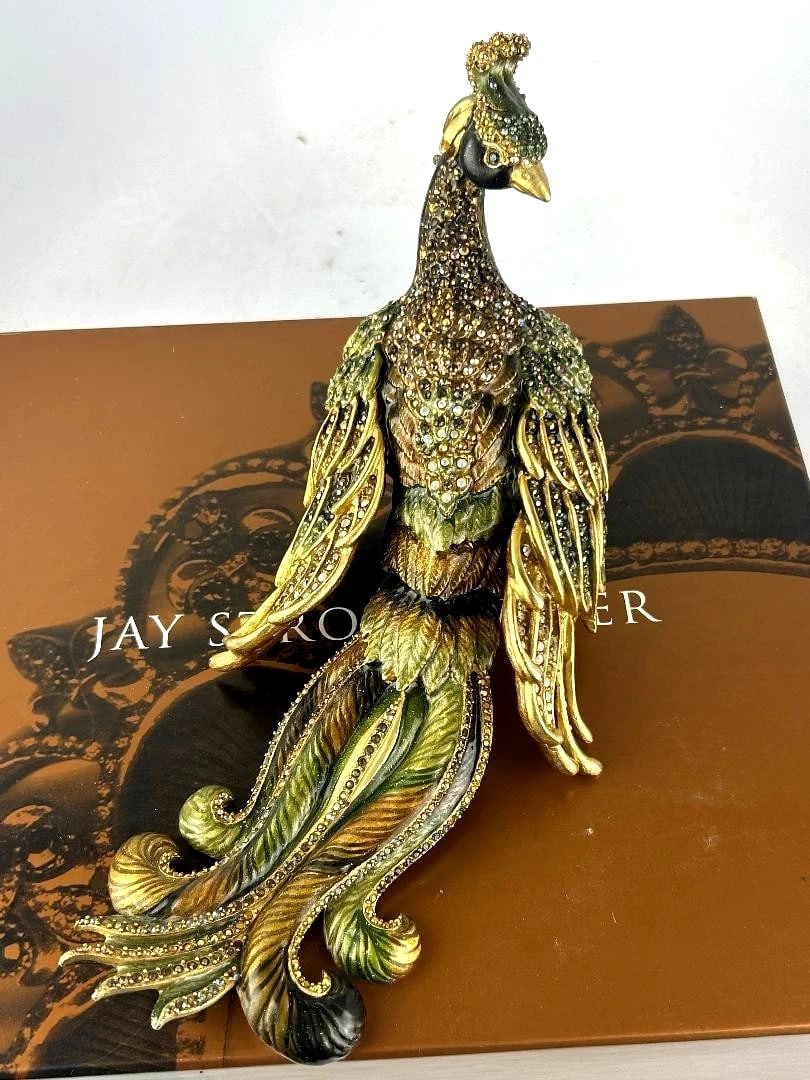 Gorgeous Jay Strongwater Swarovski Jewel Peacock Figurine Comes in Jay Strongwater Box with Insert. (1 of 13)